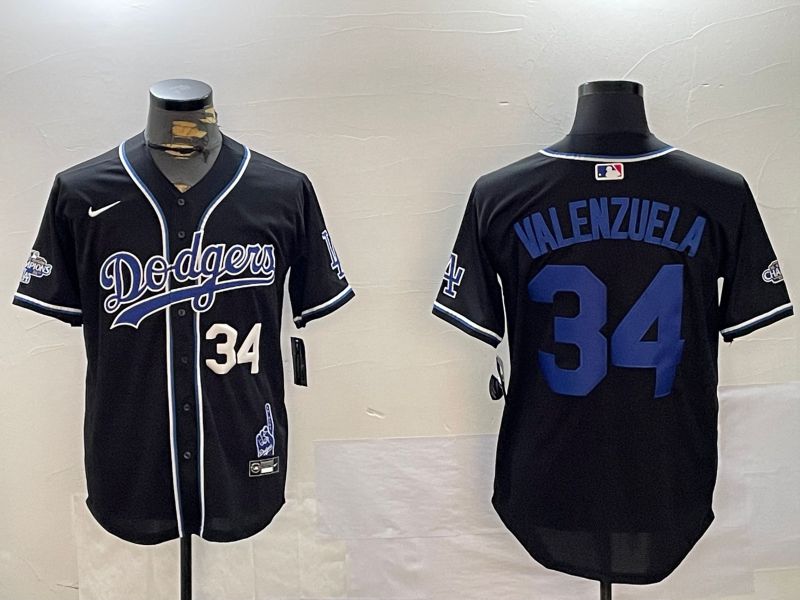 Men Los Angeles Dodgers #34 Valenzuela Black Game 2024 Nike MLB Jersey style 12024->youth nfl jersey->Youth Jersey